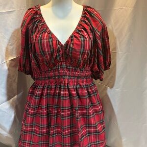 Old Navy Red Plaid Long Sleeve Dress